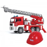 Пожарная машина MAN с лестницей с модулем со световыми и звуковыми эффектами + Каска красная