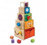 Набор развивающий для изучения цвета,форм и размеров(5 ящиков-кубов с доп. элементами)дерево